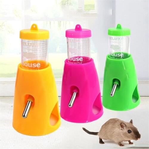 Small Pets Drinking Pipe With Holder Hamster Plastic Automatic Water Bottle Rabbit Squirrel Feeding Bottles Pet Drinker Fountain