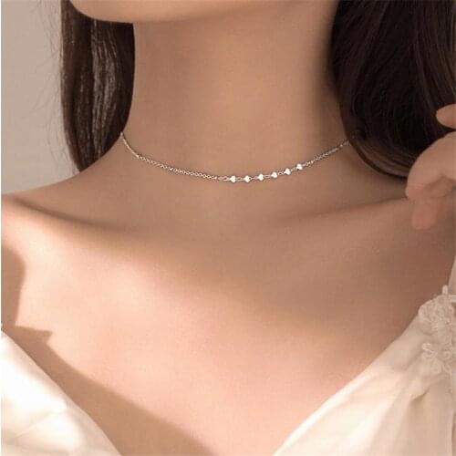 100% Silver 925 Sterling Necklace Girl Choker Accessories Trendy Clavicle Necklace Women Jewelry Fashion Bride Wedding Bijou