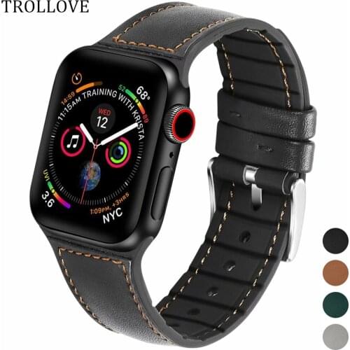 Strap for Apple Watch Band Leather Silicone 42mm 38mm Watchband for iwatch 44mm 40mm Series 5/4/3/2/1 Wrist Bracelet Accessories