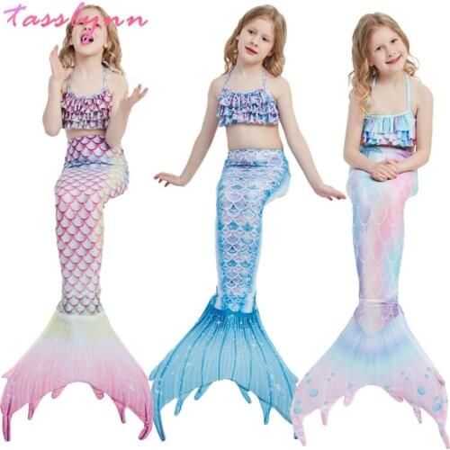 Pink Girls Swimmable Mermaid Tail Princess Dress with Monofin Kids Holiday Mermaid Cosplay Costume Birthday Mermaid Swimsuit