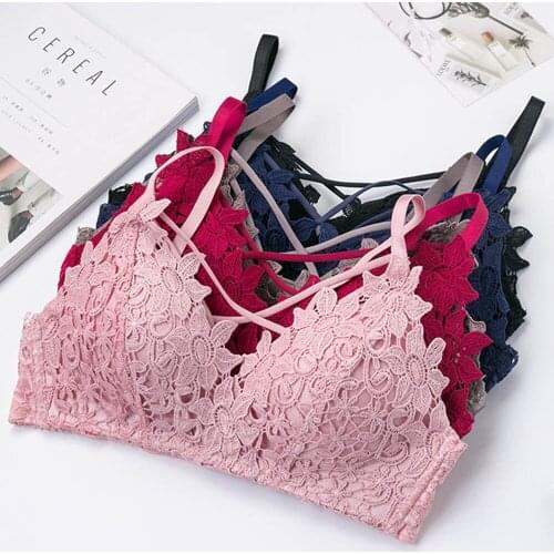 Sexy Women Bra Push Up Bras Floral Lace Lingerie Thin Padded Underwear Brassiere Wireless Bralette BH 30-38 A B C