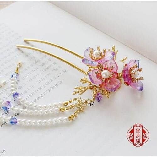 Chinese style vintage pearl tassel handmade "U" hairpin hair sticks Hair accessories Headwear for kimono COSPLAY
