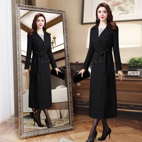 Fashion Brand New Women Trench Coat Long Double-Breasted Belt Womens Windbreaker Autumn Spring Outerwear Mujer Chaqueta