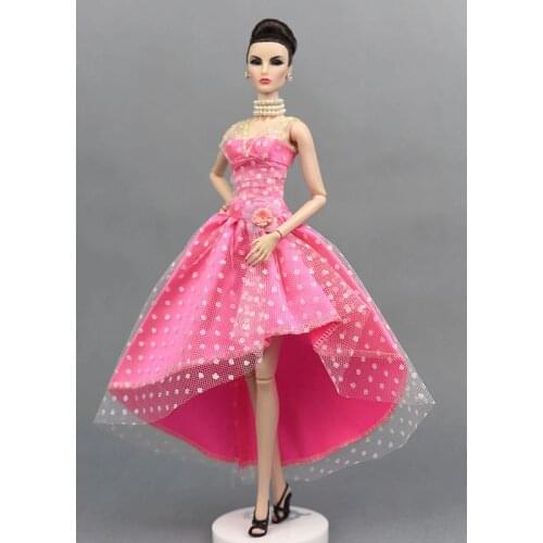 Pink Fashion Doll Clothes For Barbie Dolls Evening Gown Party Dresses Clothes For Barbie 1:6 Miniature BJD Dolls Accessories