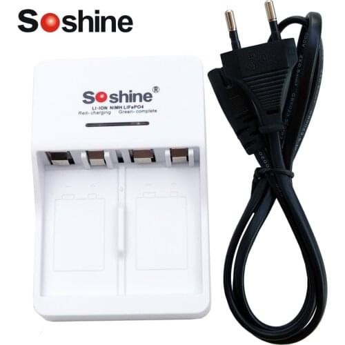 Soshine V1 9V Li-ion Ni-MH Battery Charger 9V battery charger with 2 Slot Input AC 90-260V 50/60Hz EU/US Plug