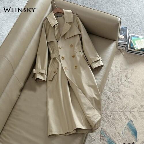 Women Office Lady Style Solid Color Long Windbreaker And Outwear Fashion Sashes Office Coat Design Trench