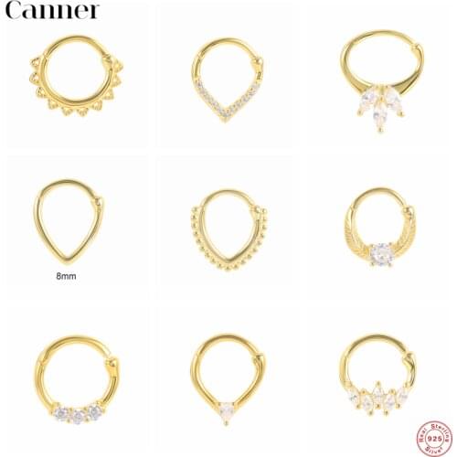 CANNER S925 Sterling Silver Stud Earrings For Women Fashionable Zircon Nose Ring Piercing Cartilage Earrings 2021 Trend Jewelry