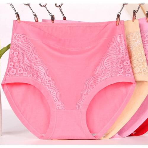 XL~6XL Mid Waist Briefs Cotton Panties Plus Size Lace Underpants Lingerie Soft Crotch Womens Winter Underwear Female Intimates