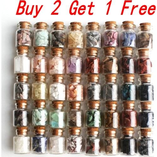 1PC Mini Natural Crystal Wishing Bottles Raw Gemstone Rock Chips Healing Reiki Chakra Tumbled Stone Home Decor