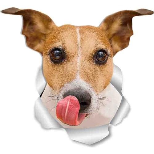 Three Ratels FTC-1034 Thirsty Jack Russelldog Wall Decal 3D Dog Toilet Bathroom Creative Waterproof Stickers Sticker