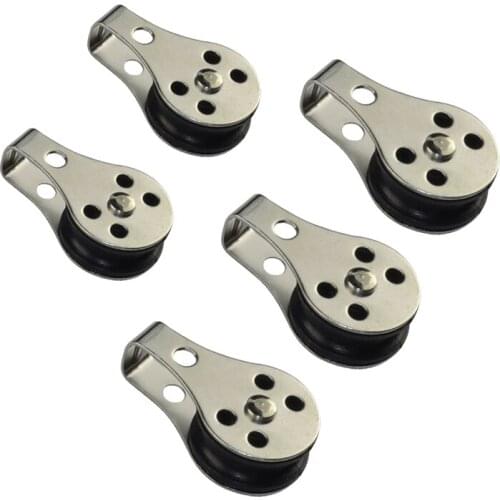 5PCS Stainless Steel 316 Pulley 25mm Nylon Blocks Rope Marine Hardware For Kayak Canoe Boat Anchor Trolley Kit 2mm To 8mm Rope