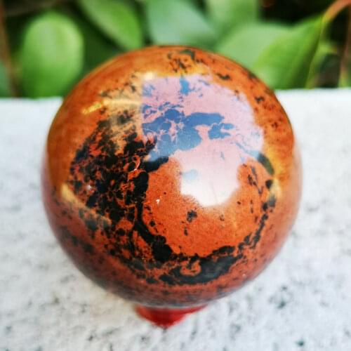 55-60mm Natural Red And Black Mahogany Obsidian Crystal Quartz Sphere,Ball