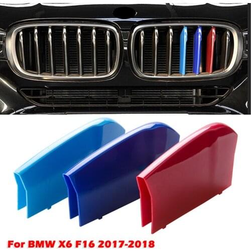 7 Slats Kidney Front Grill Grille Decal Stripe Cover Clip Trim For BMW X6 F16 2017-2018 M-Sport Decorative Parts