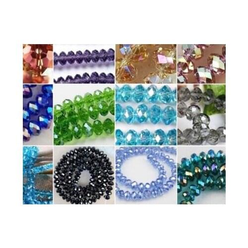 8mm 300pcs/lot white b25364 multicolor Mixed black Glass Faceted Rondelle Beads spacer bead bracelet DIY Jewelry crystal