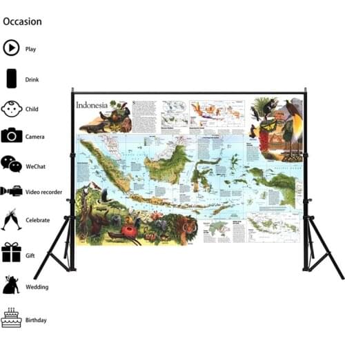 84*59cm School Supplies Spray Map Classic Edition Indonesia Map Picture Retro Poster Wallpapers for Culture and Travel Supplies
