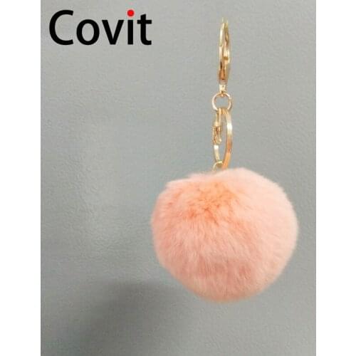 Covit Halloween Round Pumpkin Spoof fluffy keychain Fur Pompom Key Chain Christmas Gift Pendants For Keys Bag Car Key Ring