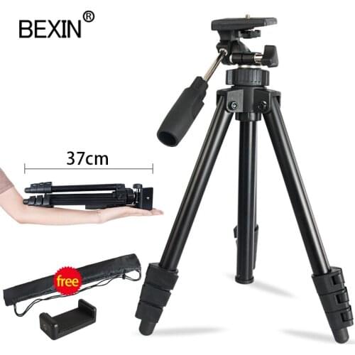 Travel mobile tripod with 3-way pan/tilt aluminum alloy 4-section telescopic tripod tripod for smartphone SLR camera