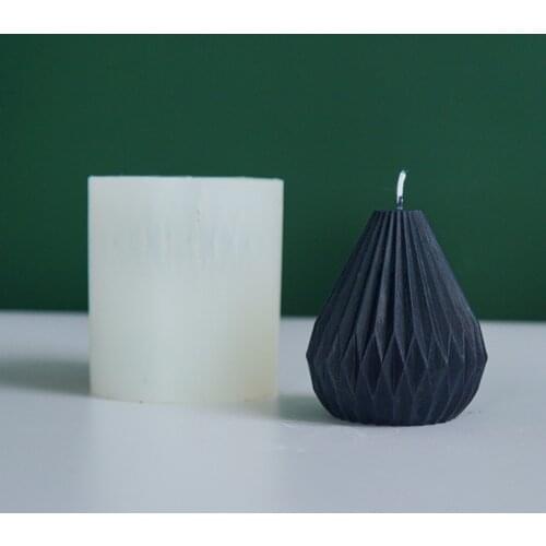 Geometric Line Pear Shaped Candle Mold for Candle Maiking Striped Tapered Silicone Mold DIY Candle Home Decor