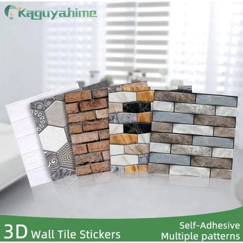 Kaguyahime 3D Self-Adhesive Wall Stickers Waterproof DIY Stone Pattern Wallpaper Brick Home Decor Wall Paper Living Room Sticker