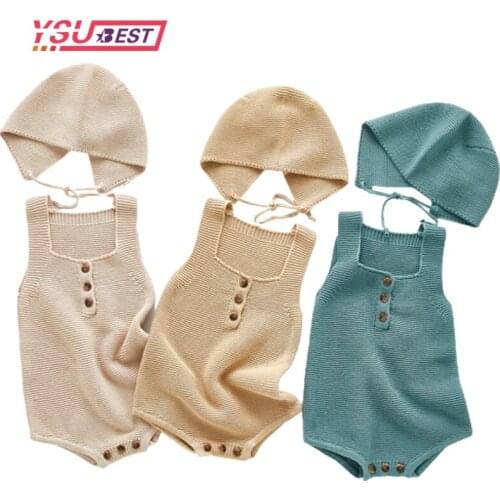New 2020 Newborn Knited Romper New Baby Knitted Romper Overalls Autumn Baby Girl Newborn Knitted Romper Suits Romper+Knitted Hat