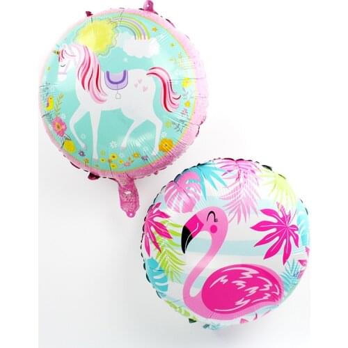 18 inch flamingo unicorn shape round balloon children birthday party wedding decoration aluminum foil balloon wholesale