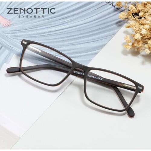 ZENOTTIC Retro Square Glasses Frame Men Women Anti Blue Rays Photochromic Lens Optical Spectacles Myopia Prescription Eyeglasses