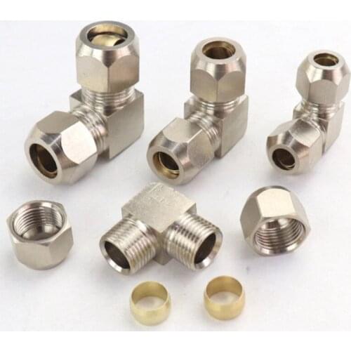 L type pneumatic fittings, brass fitting ,Copper plated nickel joint, PV-4,PV-6,PV-8,PV-10/12/14,Card sleeve joint