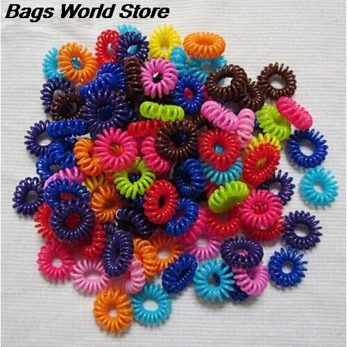 Cute Elastic Hair Bands Hair Rope Silicone Rubber Bands Telephone Wire Cord Line Ponytail Holder Mix Color Hair Accessories 5pcs
