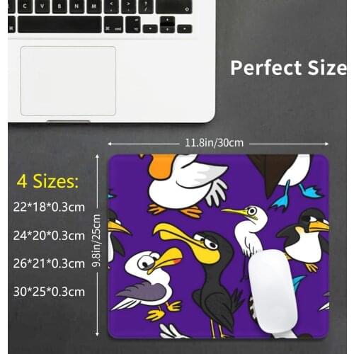 Cartoon Seabird Flock Mouse Pad DIY Print Cushion Flock Crowd Bird Birds Pelican Sea Gull Gull Penguin Blue