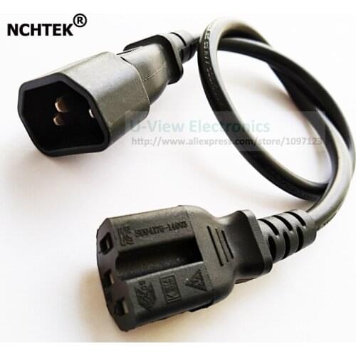 NCHTEK IEC 320 C14 Male to C15 Female Cord, C14 to C15 Power Extension Cable For PDU UPS About 0.5M/Free DHL Shipping/100PCS
