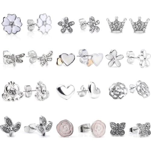 New Arrival Sparkling leaves Wishing Flower Stud Earrings For Women Girls High Quality Fashion Earring Luxury Brand Simple Gift