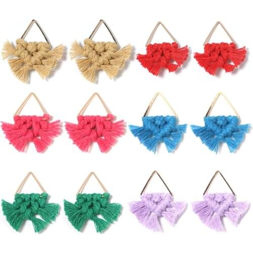 New Bohemian Handmade Tassel Earrings Gold Color Triangle Pendant Long Earrings For Woman 2021 Fashion Jewelry