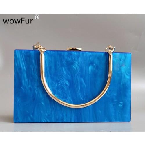 New Wallet Brand Fashion Women Messenger Bag Elegant Pearl Acrylic Clutch Vintage Woman Party Pure Bule Shoulder Evening bag