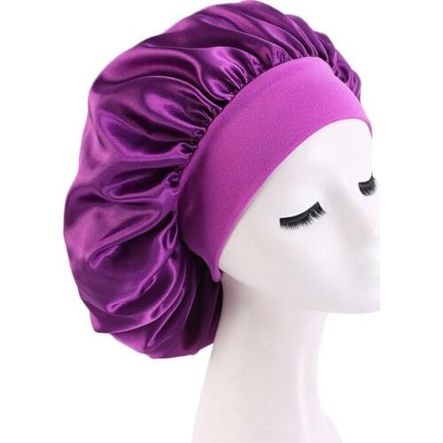 36cm Solid Satin Bonnet Hair Styling Cap Adjust Long Hair Care Women Night Sleep Hat Silk Head Wrap Cap Hair Styling Tools
