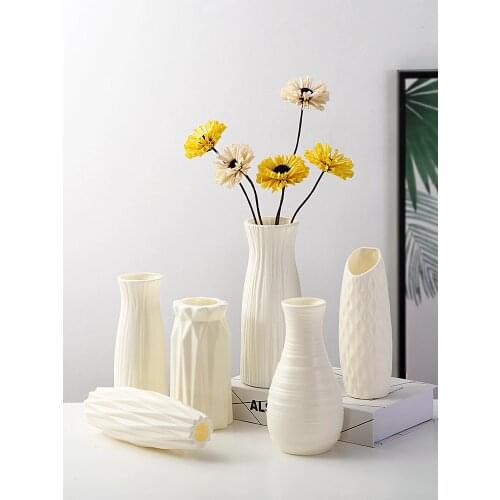 Flower Vase Decoration Home Plastic Vase White Imitation Ceramic Flower Pot Flower Basket Nordic Decoration Vases without Flower