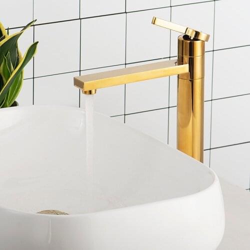 Gold Rotatable Bathroom Basin Faucet Brushed Gold/Black Cold Hot Water Mixer Tap Single Hole Single Handle Deck Mounted