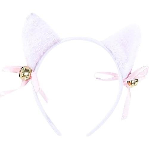 Womens Cute Fluffy Fox Headband With Jingle Bell Bowknot Decor Hair Hoop Headband Cosplay Party Headband Gift Hair Accessory