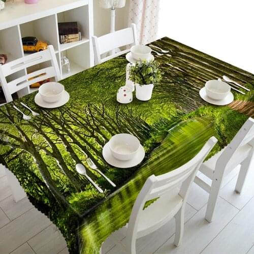Christmas Tablecloth Pine Tree Christmas Table Cloths Floral Pattern Printed Dust Proof Table Covers for Home Party