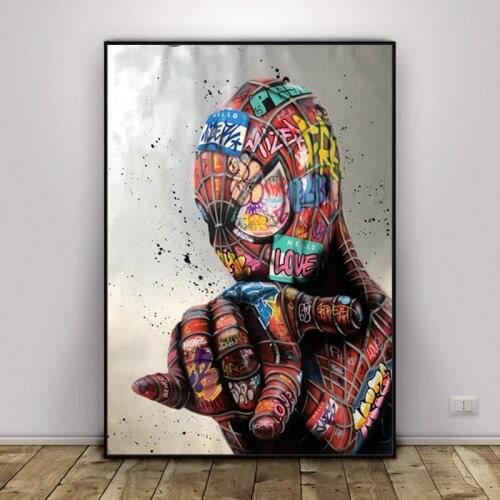 Marvel Avengers Captain America Graffiti art Canvas Paintings Poster Print Cartoon Spiderman Wall Art Picture Home Decoration
