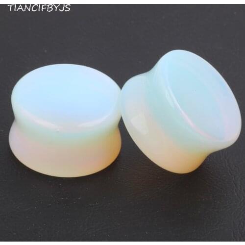 TIANCIFBYJS Mix 8 Sizes 80pcs Transparent Opal Glass Stone Ear Expanders Plugs Body Jewelry Piercing Earring Stretching Gauges