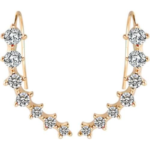 2016 Hot Crystal Earrring Cuff Sweep Wrap Silver&Gold Earring Rhinestone Climber Ear Clip Cuffs Earrings For Women Jewelry