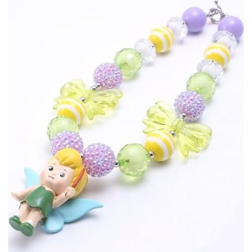 MHS.SUN 5PCS Cute Princess Kids Chunky Necklace Girsl Child Beads Necklace Fashion Handmade Necklace For Baby Gift Party
