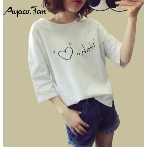 Loose Women T-shirts New Harajuku Love Printed Short Sleeve Lady T-shirt Summer Casual Female Tee Tops Women Clothing Large Size