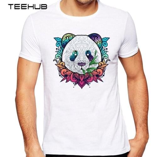 TEEHUB Mens New Fashion Paisley Panda Design Short Sleeve T-Shirt Cool Printed Tops Hipster Tee Shirts