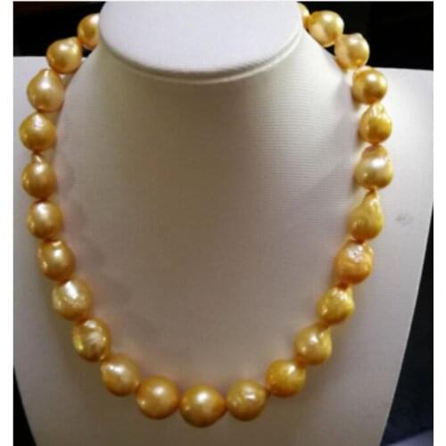 Gorgeous 12-13mm south baroque pearl necklace 18inch