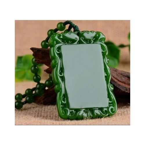 Zheru Jewelry Natural Hetian Jade Green Amulet Pendant Necklace Exquisite Jewelry Best Gift