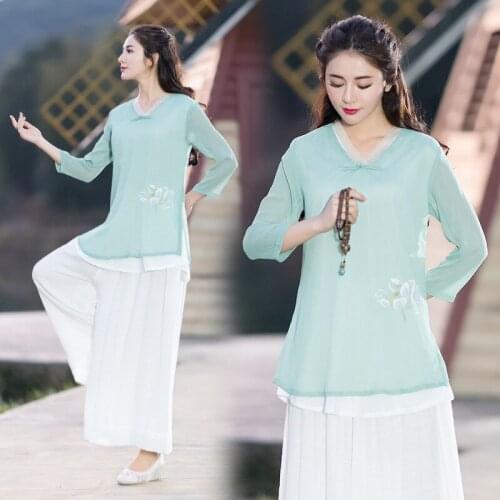 Women Sportswear Quickly Dry Chinese Traditional Loose Yoga Shirt+pant Jogger Casual Fitness Tai Chi Kungfu Martial Arts Set