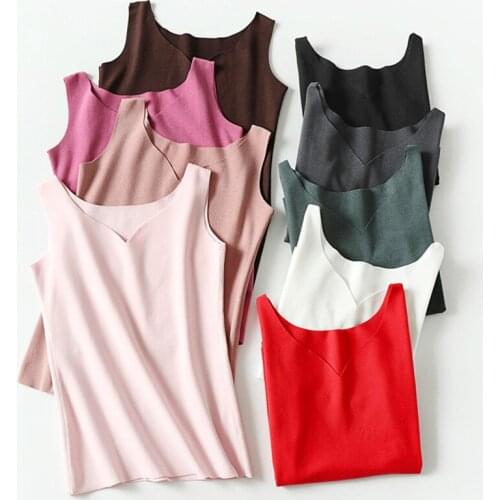 Gowyimmes Big Size Warm Elastic Women Cotton Top Sexy Sling Vest Crop Tops Lady Black Camis Tank Brief Winter Bottomings PD570