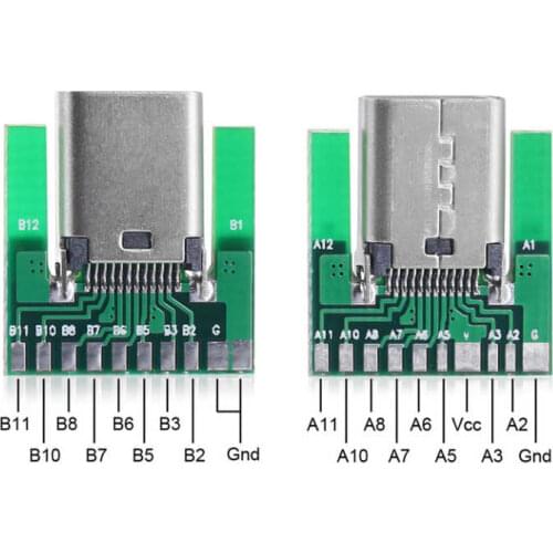 Zihan DIY 24pin USB 3.1 Type C Female Socket Connector SMT type Attached with PC Board Cablecc