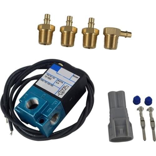 3 Port 5.4W Electronic Boost Control Solenoid Valve + Barbed Brass Fittings